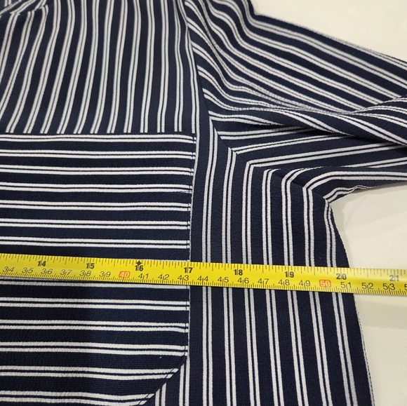 MICHAEL MICHAEL KORS Womens Navy Striped Half-Zip Long Sleeve Blouse Top Size M. - Picture 6 of 10